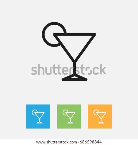 Vector Illustration Of Cook Symbol On Cocktail Outline. Premium Quality Isolated Drink  Element In Trendy Flat Style.