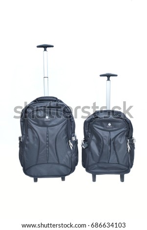 Two luggage small and big (laptop bag) with Handle isolated on white background