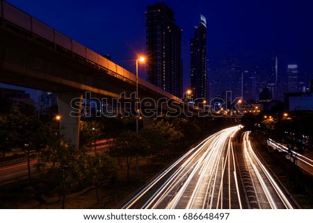 night cityscape and light tail on twilight time - can use to display or montage on product