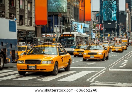 NYC Cabs,Taxi,New York, America, Times Square, USA Royalty-Free Stock Photo #686662240