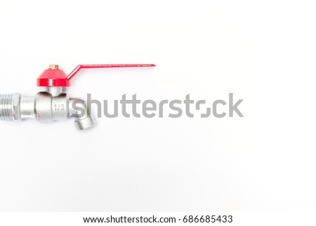 Colorful Faucet water arranging on white background