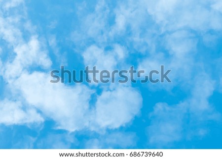 Scattered thick clouds on blue sky in the summer for holiday background