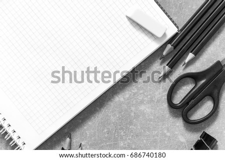 Blank stationery on a gray stone background. Template for graphic designers portfolios. 