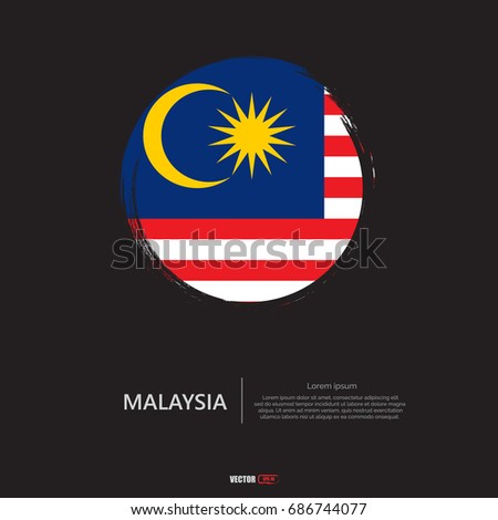 Malaysia flag with  brush stroke on drak background vector,