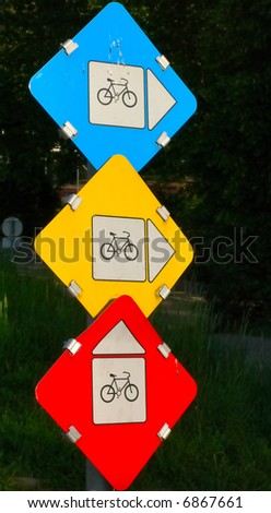 Sign on a bicycle lane in the city of Sankt Poelten