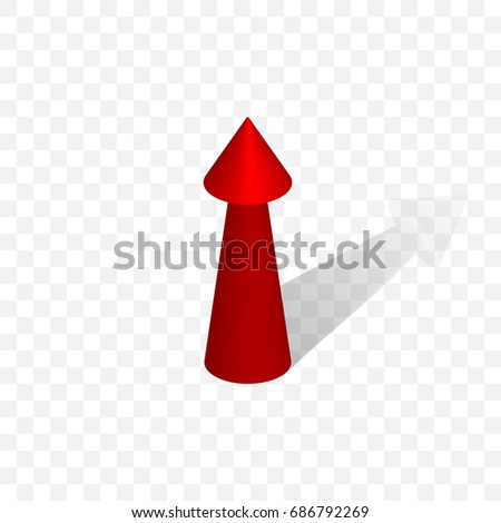 3d rendering up arrow with shadow isolated on transparent background. Simple 3d red arrow icon. EPS10 vector illustration. Design element for web, application, template, infographic, banner.
