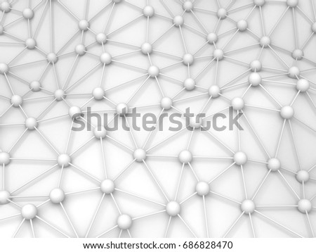 Abstract White Chaotic Spheres Particles Background. 3d Render Illustration