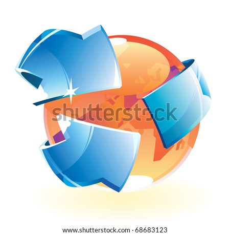 Earth with arrows. Raster version. Vector version is also available.