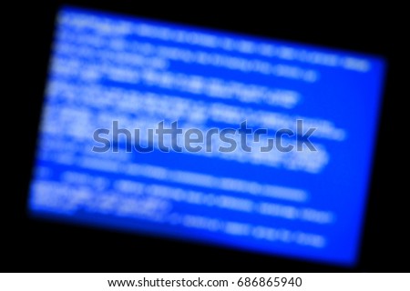 Blue screen of system crash. Defocused background