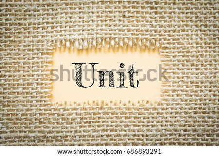 Text Unit on paper Orange has Cotton yarn background you can apply to your product.
