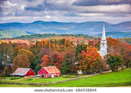 Peacham, Vermont, USA rural autumn scene. Royalty-Free Stock Photo #686928844