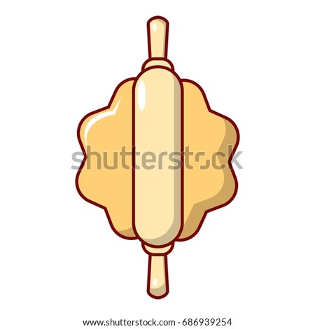 Dough with rolling pin icon. Cartoon illustration of dough with rolling pin vector icon for web design