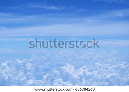 Clouds View From Airplane - Beautiful Blue Sky With Puffy White Clouds