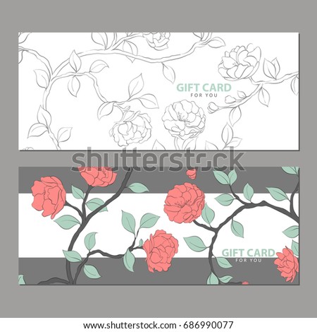 Gift card with delicate flowers on a light background