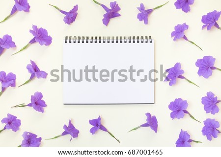 blank calendar with frame made by beautiful violet flower.summer background