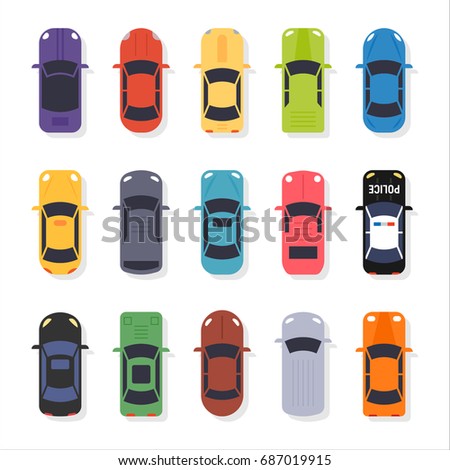 various cars top view vector illustration flat design