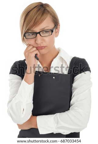 Tired businesswoman with clipboard