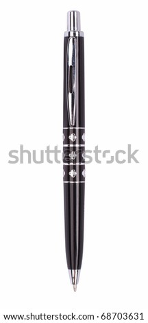 Close up of black pen isolated with clipping path on white