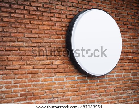 Signboard shop Mock up Logo Circle Display on Brick wall