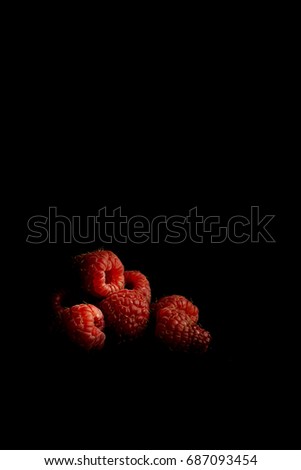 Raspberries on black. Photo. Interior poster