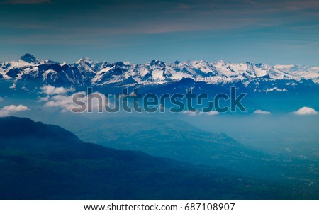 Aerial view of the Swiss Alps
