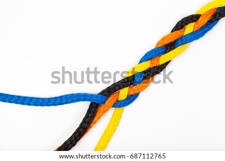isolated colorful plastic braid rope on white background Royalty-Free Stock Photo #687112765