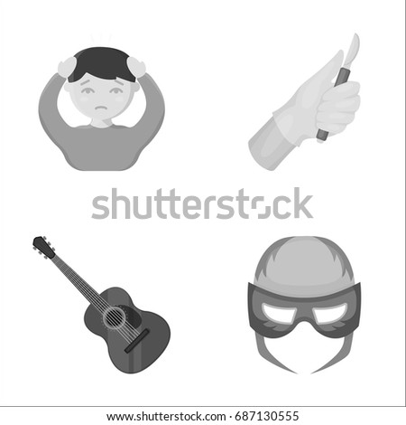entertainment, medicine, sport and other web icon in monochrome style. Superman, cinema, monochrome, icons in set collection.