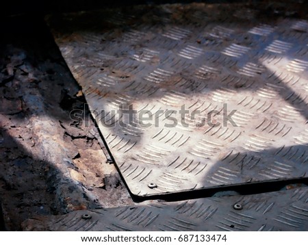 Old metal floor bare rust.(Selective focus)