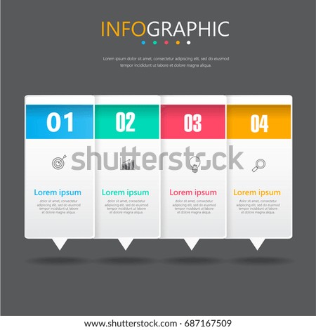 colorful Infographic design template,3D Business concept with 4 steps or processes, can be used for workflow layout, diagram, annual report, web design.Creative banner,label vector 