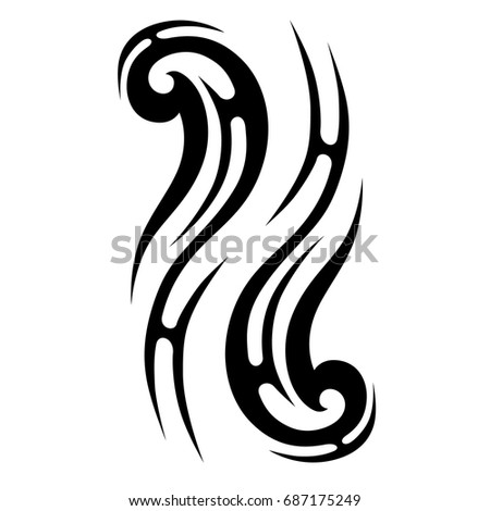 tribal pattern tattoo vector art design, isolated illustration abstract pattern on white background