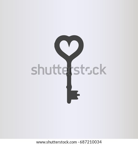 Illustration of love key icon on white background