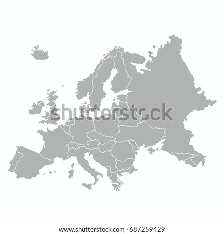 best Europe map with country outline graphic vector Royalty-Free Stock Photo #687259429