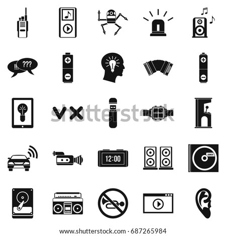 Sound icons set. Simple set of 25 sound vector icons for web isolated on white background