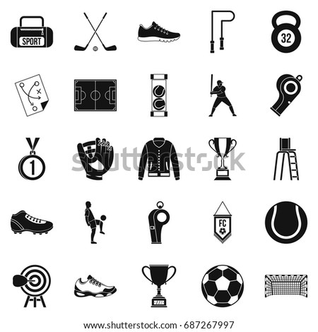 Athlete icons set. Simple set of 25 athlete vector icons for web isolated on white background