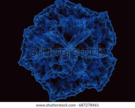 Blue color toned monochrome abstract fractal illustration. Design element for book covers, presentations layouts, title and page backgrounds.Raster clip art.