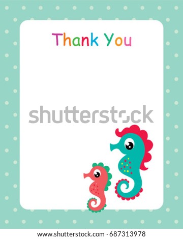 cute seahorse thank you card