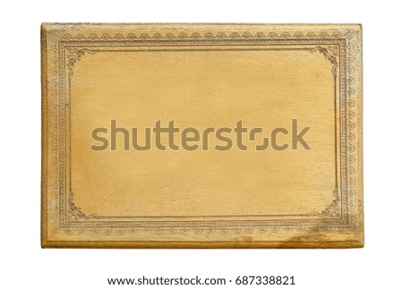Old brown picture frame with handcraft isolated on white background