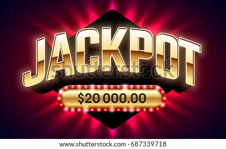 Jackpot, gambling game bright banner with winning. Casino or lottery advertising template, vector illustration Royalty-Free Stock Photo #687339718