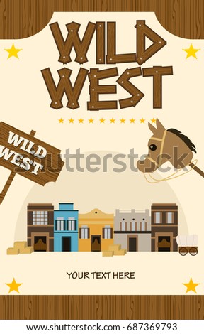 Wild west poster for party invitation. Editable vector illustration
