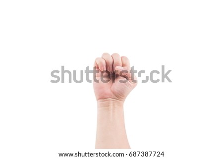 cropped view of person gesturing signed language, isolated on white background.