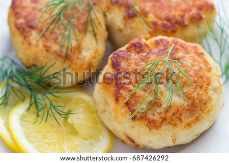 Homemade fish cutlets.