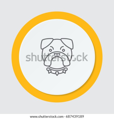 Dog head with a collar. Outline icon isolated.