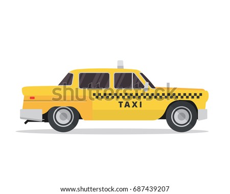 Modern Urban Yellow Taxi Vehicle Illustration