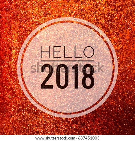 Happy new year 2018 greeting card on Copper golden glitter background
