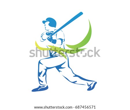 Passionate Professional Baseball Sports Athlete In Action Logo 
