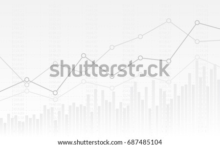 abstract financial chart with uptrend line graph and numbers in stock market on gradient white color background Royalty-Free Stock Photo #687485104