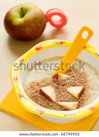 A bowl of porridge for children. Shot for a story on homemade, organic, healthy baby foods.