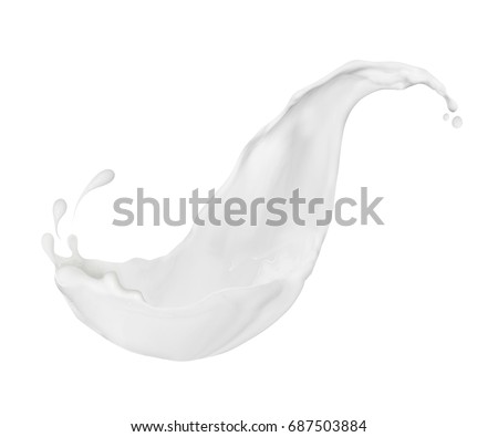 Splash of milk or cream isolated on white background  Royalty-Free Stock Photo #687503884