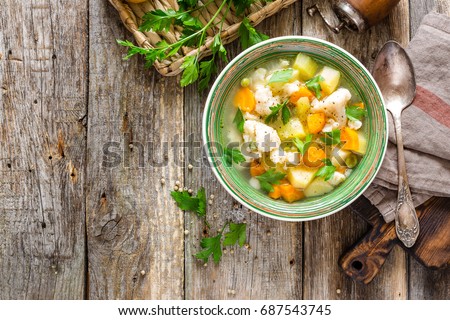 Vegetable soup Royalty-Free Stock Photo #687543745