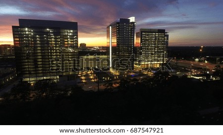 Tall Buildings at Night